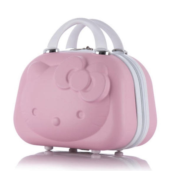 โญ๏ธ  Hello Kitty Cosmetic Makeup Travel Carry On Hard Shell Bag  Case โญ๏ธ - Picture 8 of 9